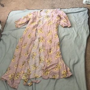 Madewell linen-blended duffle-cuff wrap dress in Dutch dandelion